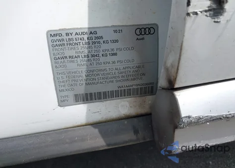 2022 Audi Sq5 Premium Tfsi Quattro Tiptronic из США, поврежденный, VIN WA1A4AFY8N2036858